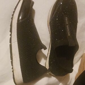 Michael Kors Black Glitter Slip-On Sneakers